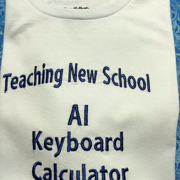 Teaching New School Size Medium T-shirt with Navy Embroidery on the front. - Picture 2 of 5